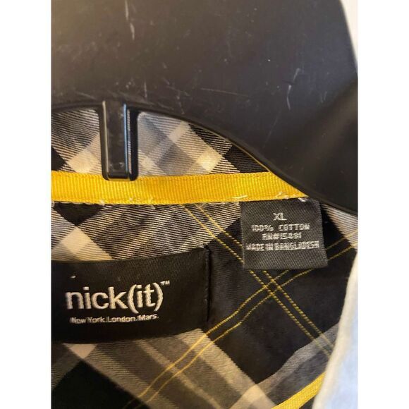 Nick it Bull Dogs size Xl button shirt #15848 Gray and Black LS - Picture 2 of 6